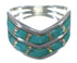 Southwest Turquoise And Opal Inlay Silver Ring Size 5-3/4 AX53991